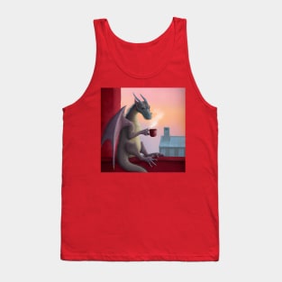 Grey Dragon Drinking Coffee Tank Top